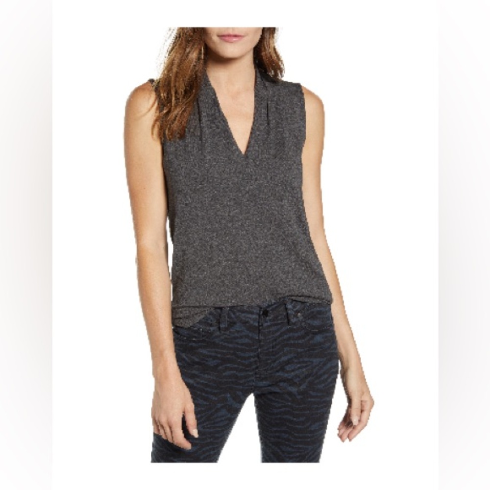 Vince Camuto Gray Sleeveless V Neck Tank Top